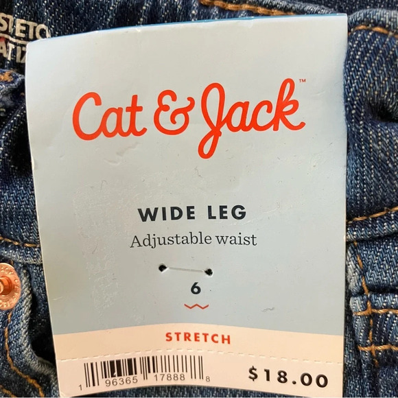 🐱 NWT Cat & Jack Girl’s Stretch Wide Leg Blue Jeans (6) - Picture 3 of 5